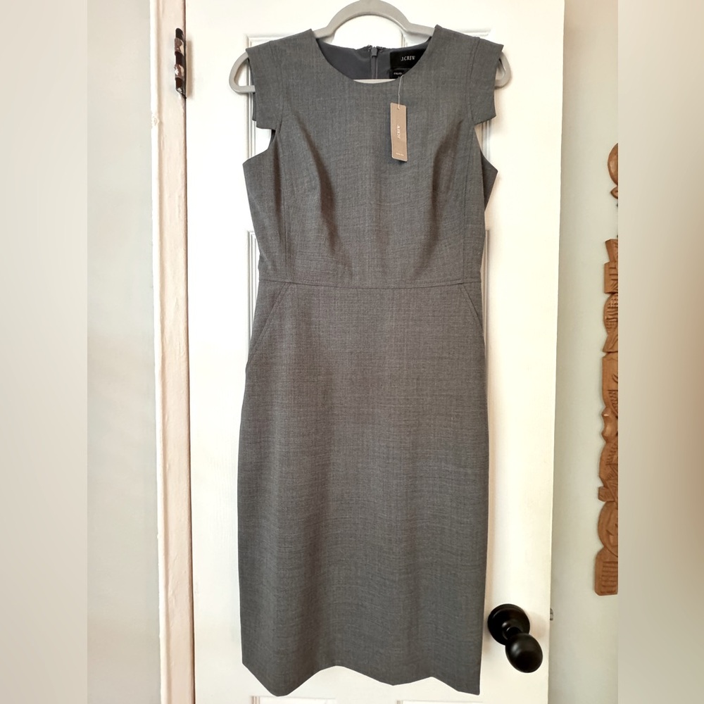 J.Crew Resume Dress in Italian Stretch Wool, Gray Size 2